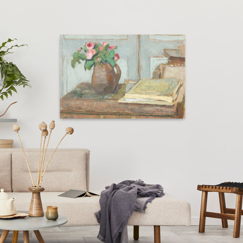 Boîte de peinture d'artiste avec fleurs, art contemporain abstrait, H 36 po x l 24 po