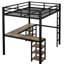 Lit mezzanine en métal avec bureau et tablettes, très grand - noir pour une chambre à coucher confortable-925432242-925432241