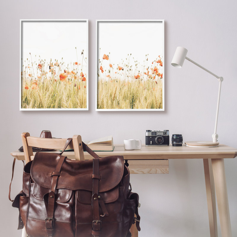 «Country Poppy Field», impression sur bois 2 pièces, H 30 po x l 48 po x P 1,5 po