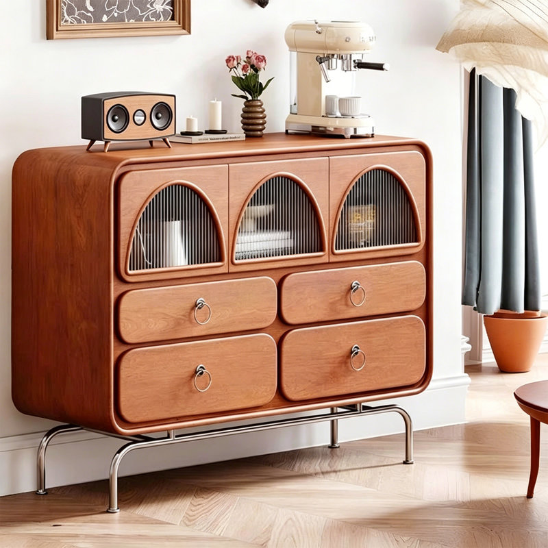 Commode d'appoint courbée en acier inoxydable, Brun