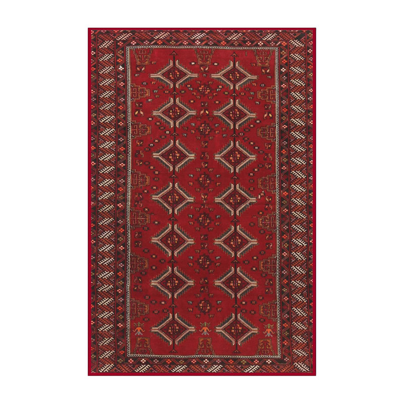 Tapis rouge/brun/beige traditionnel, Rectangle 4 pi x 6 pi