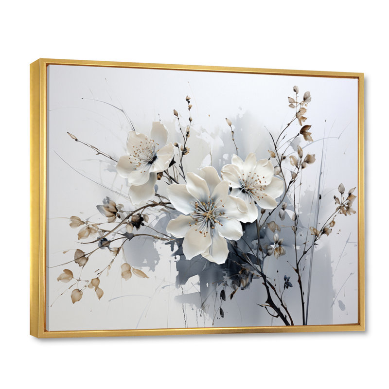 Art asiatique fleurs d'orchidées I - art asiatique, impressions encadrées, H 24 po x l 32 po, Doré