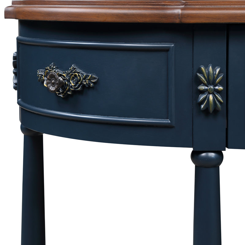 52" Retro Curved Wood Console Table