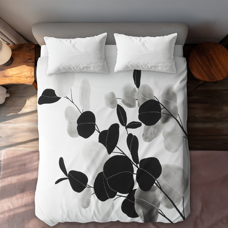 Grayscale Branches Duvet Cover | Black & White Bedroom Decor, Queen Duvet Cover