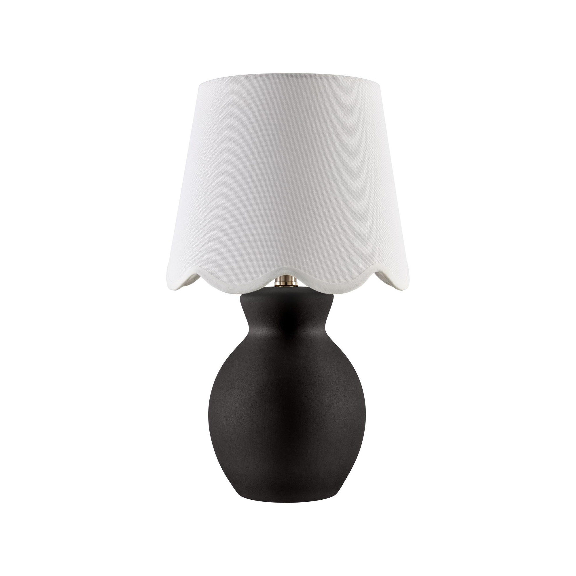 Momsen Scallop Shade Matte Lamp, White, 15"H x 8"W x 8"D, Black