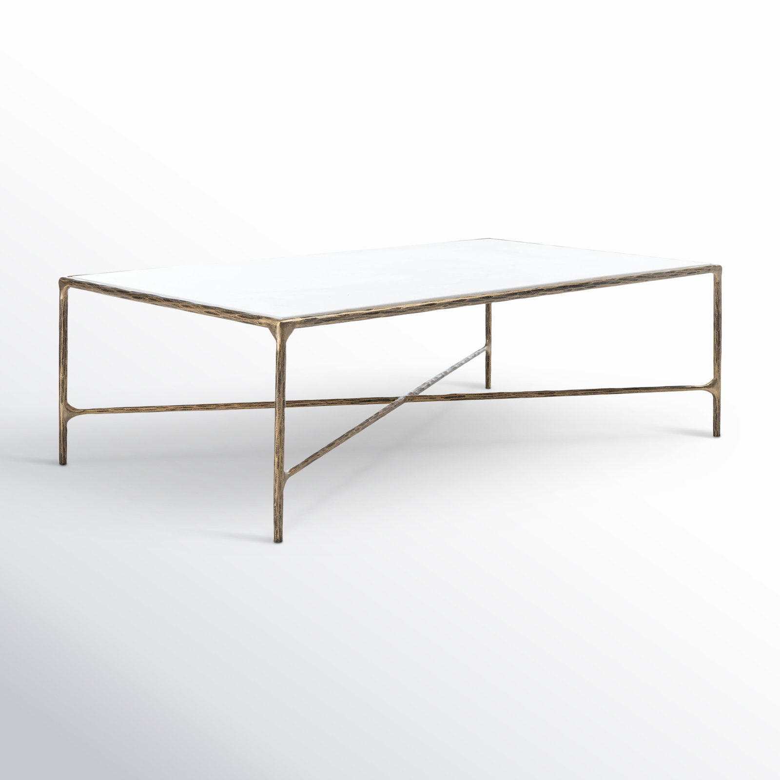 Evelynn Single Coffee Table, Brass, White Marble