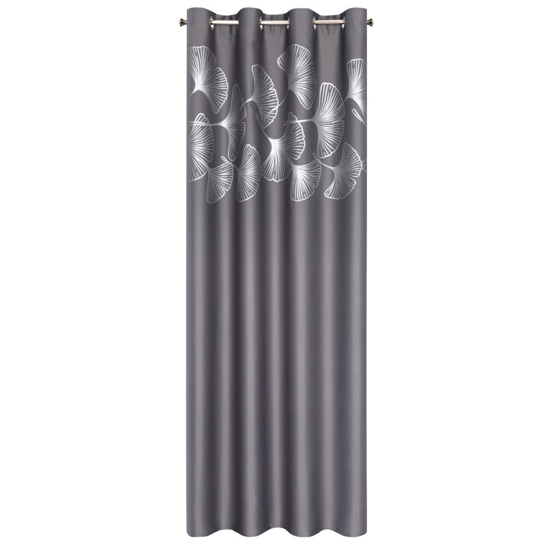 Sroka Semi Sheer Curtains Single Panel, Graphite