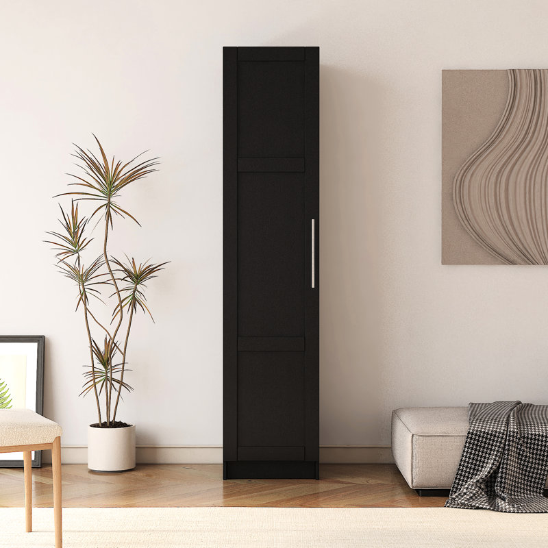 Armoire empilable noire H 69,75 po de P 16 po x l 16,7 po Chesson. Cloisons amovibles pour plus de rangement. Cuisine, salle de bain, garage. Rangement mural noir, P 16 po x H 69,75 po. Très idéale