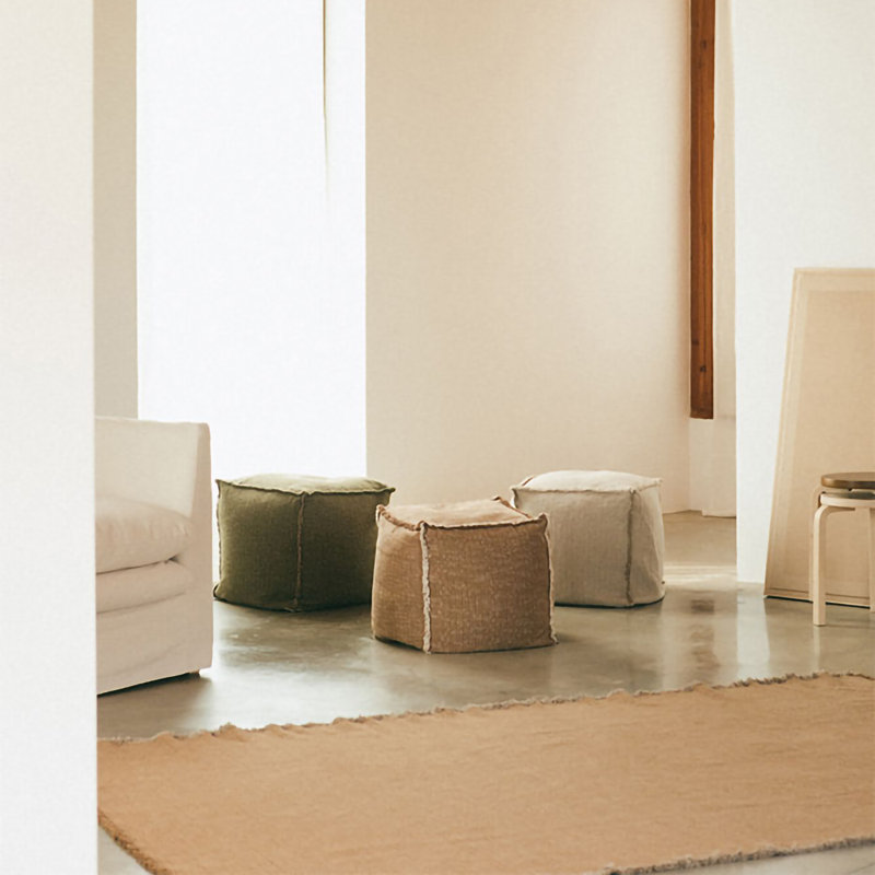 Square Pouf, Beige