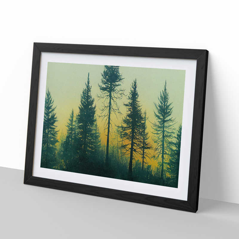Pine Tree Forest Vol.2 - Single Picture Frame Print, Black, 46cm H x 64cm W
