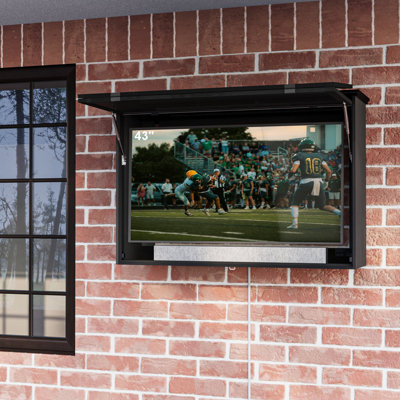 Outdoor TV Enclosure Solid Wood TV Cover 43 Inch Weatherproof with Premium Heavy-Arm TV Mount by Union Rustic