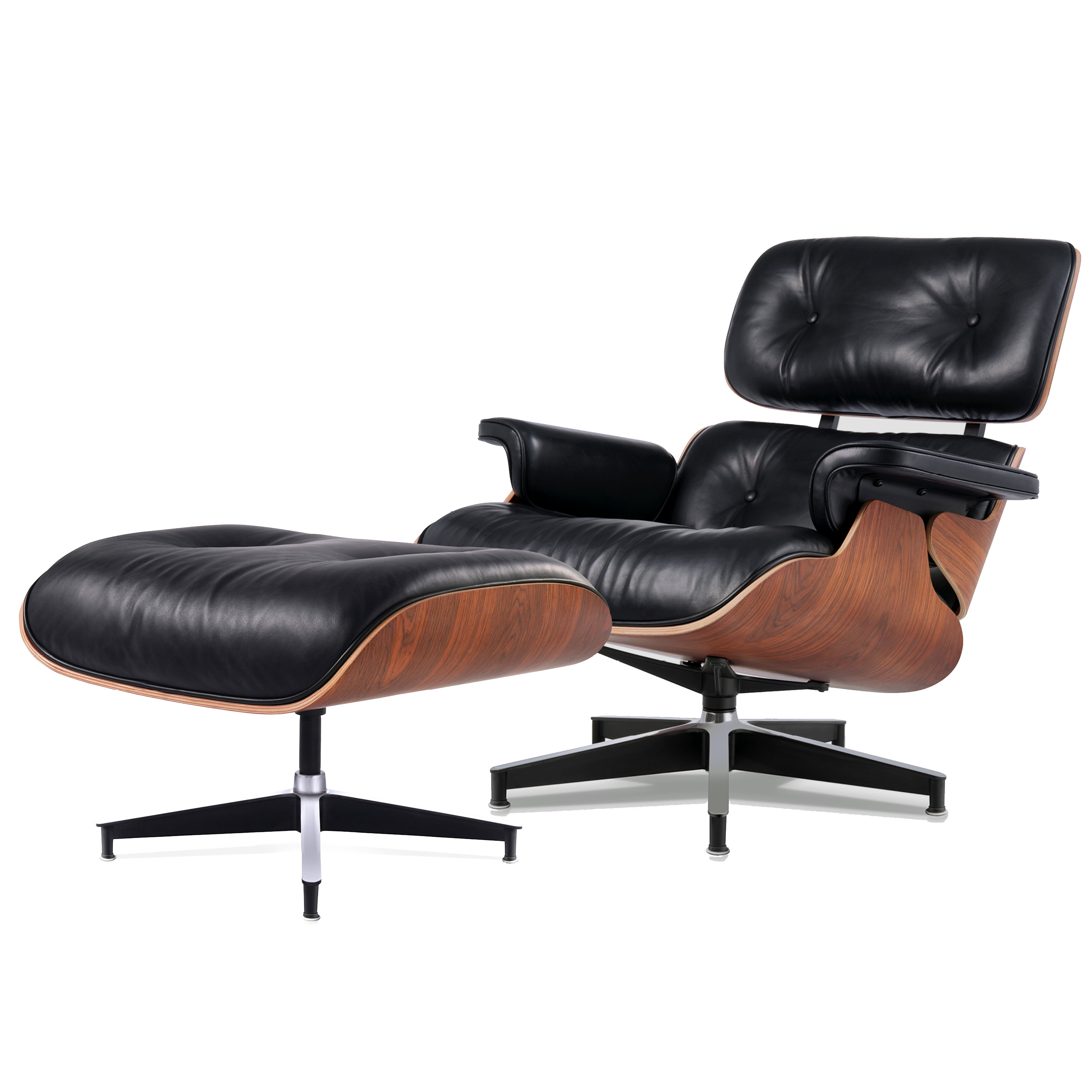 Anamorn Genuine Leather Lounge Chair With Ottoman, Mid Century Accent Chair | Wayfair