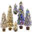 Ensemble de 6 sapins de Noël artificiels pré-illuminés et floqués – Sapins crayon artificiels de 90 cm / 135 cm / 180 cm avec 235 lumières DEL blanc chaud et multicolores, 11 modes d'éclairage et base en pot rustique en toile de jute – Décoration de Noël peu encombrante pour le salon, l'entrée et le porche