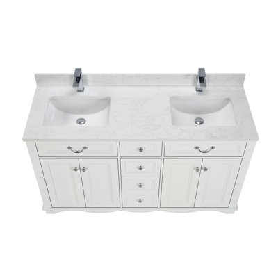 60" Solid Wood Sink Vanity  With 1' Artificial Stone Top