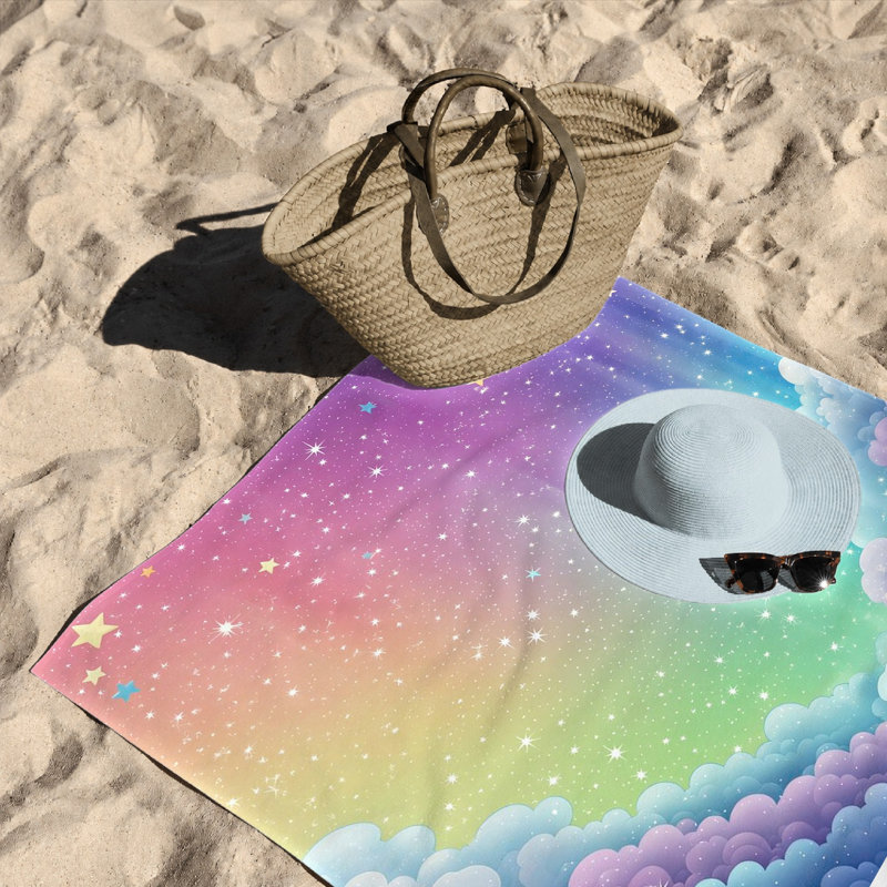 Serviette de plage 1Pcs Dreamy Rainbow Starry Sky Clouds