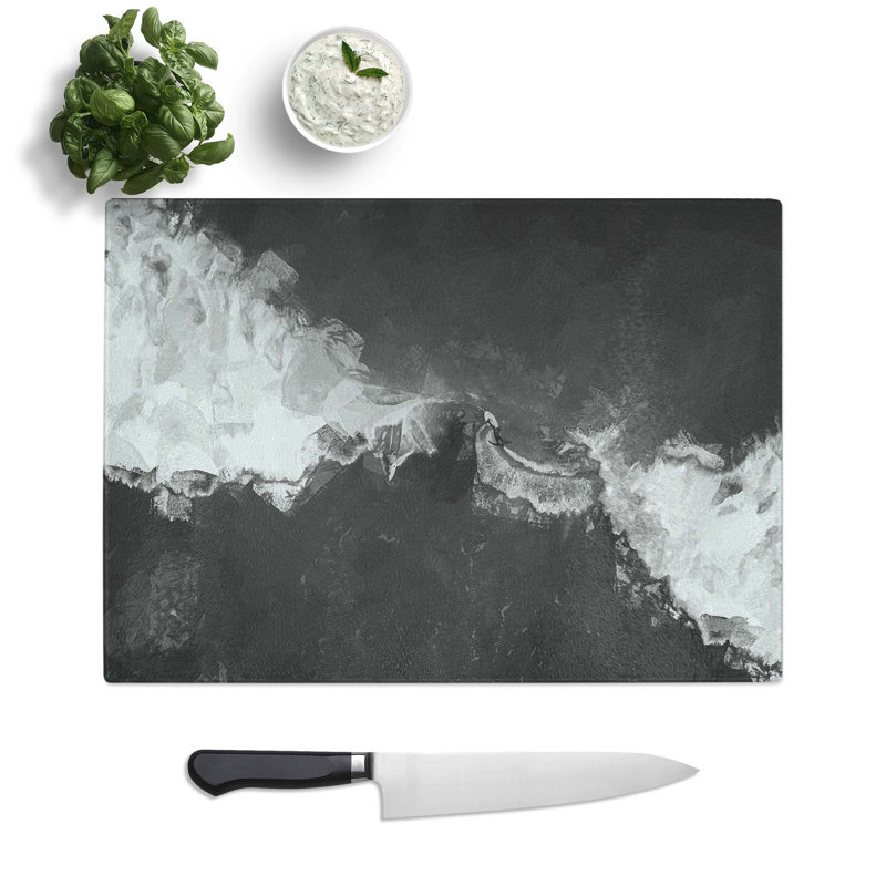 Tempered Glass Surfing the Waves Chopping Board, 39 cm W x 28.5 cm L