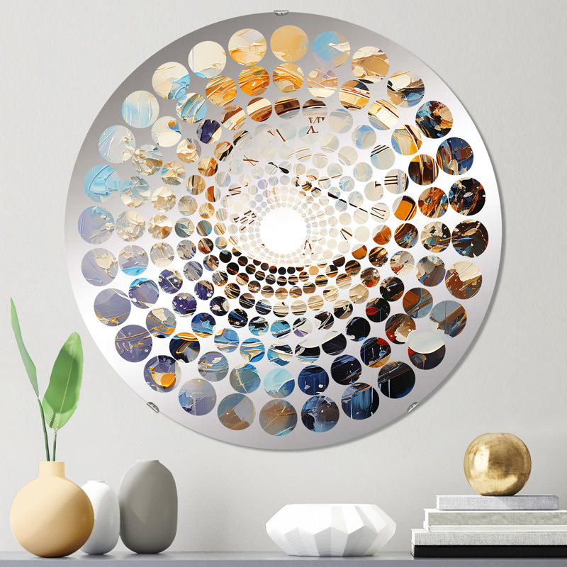 Miroir décoratif bleu et doré Luxuy - MIR116792-Rond, 23,6 po x 23,6 po