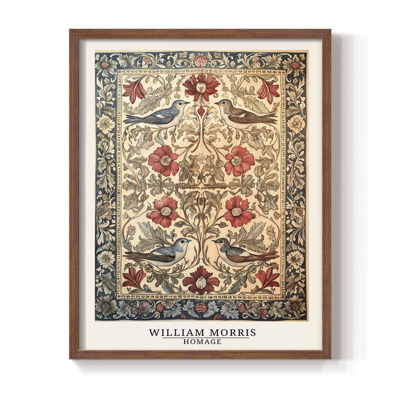 WM MORRIS Series CCCXCI Framed Print - Solid Wood, Noyer, H 21 po x l 17 po