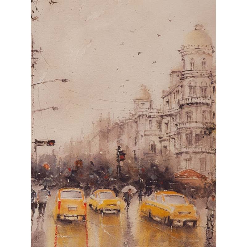 Mousson Calcutta | Aquarelle sur papier | Par Subhadra Sarkar