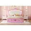 Cadre de lit plateforme double tapissier pleine grandeur et cadre de lit princesse mignon pour les filles et les enfants: tête de lit à couronne ajustable, tiroir de rangement et lumières à DEL, aucun sommier nécessaire, assemblage facile (double et 2 tiroirs)