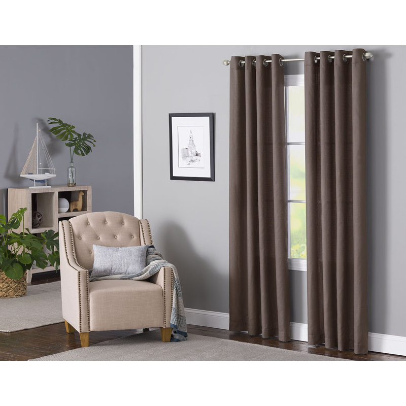 Wein Polyester / Cotton Light-Filtering Solid Color Curtain Panel with Grommet Top, 50" x 95", Chocolate