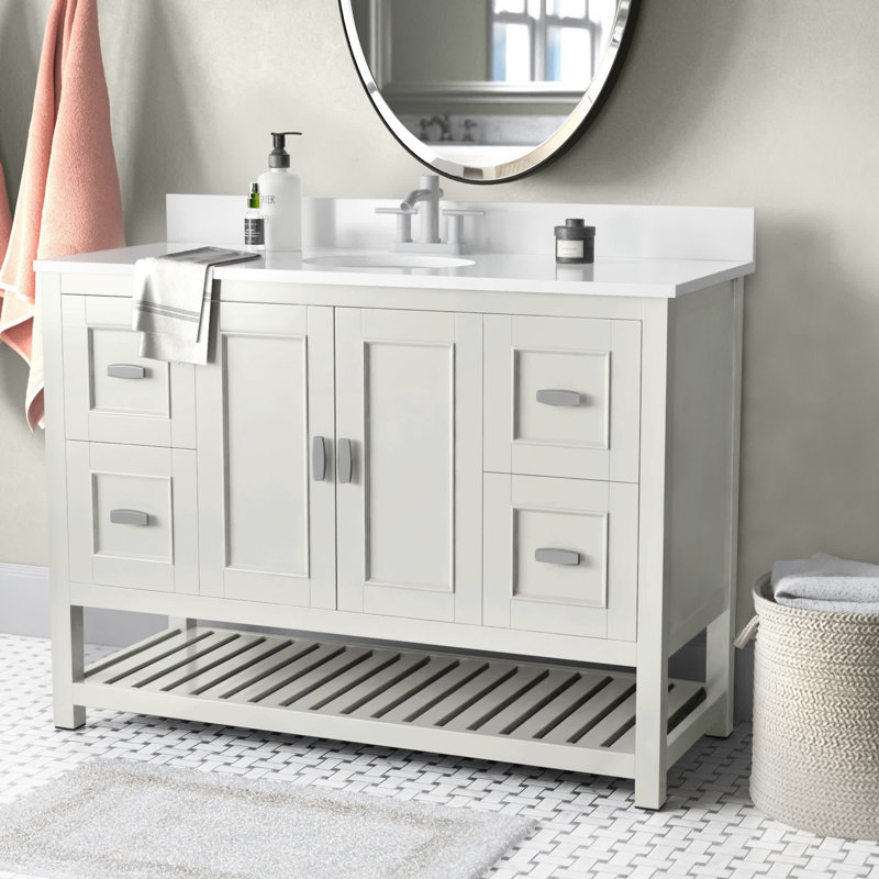 Hasler 47.88'' Single Bathroom Vanity with Vitreous China Top, White
