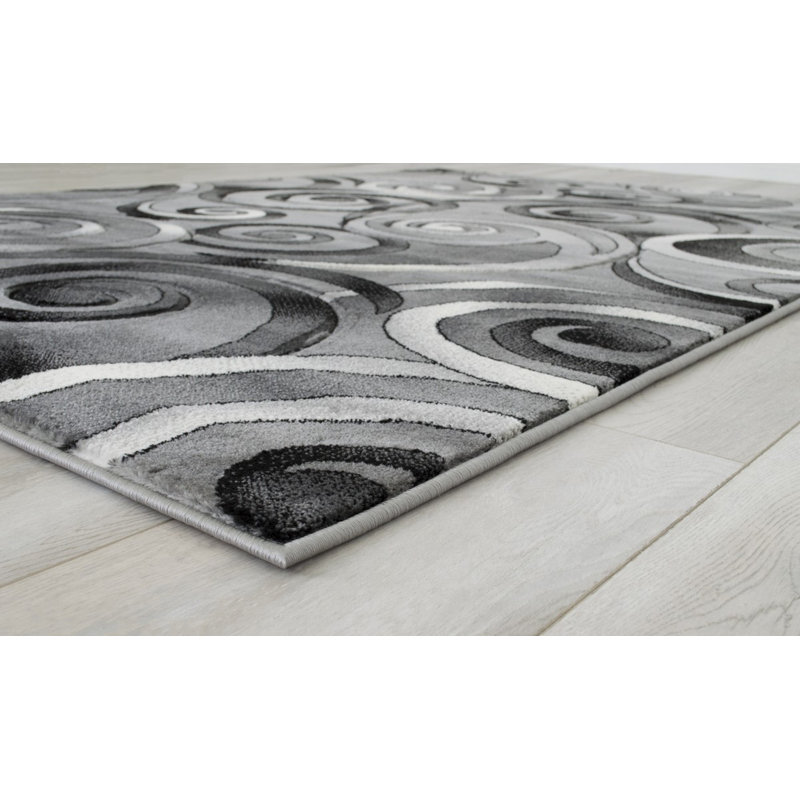 Tapis gris / blanc Quillon, Rectangle 7 pi x 10 pi 5 po