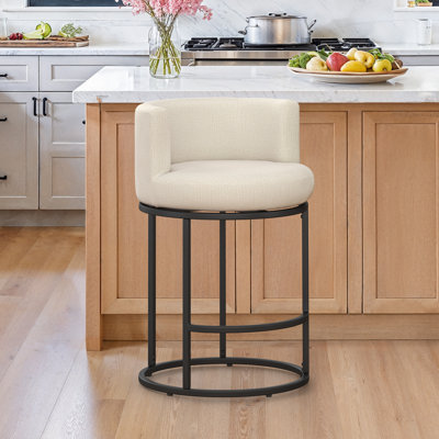Tabouret de comptoir pivotant de 26 po avec structure cylindrique en métal et siège rond