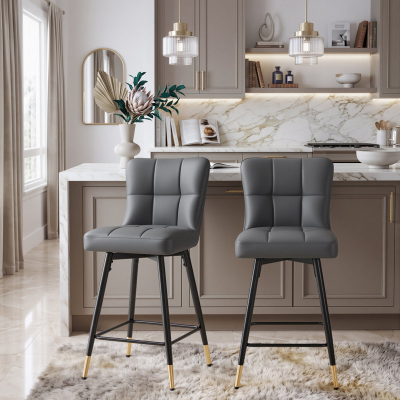 Tabouret de bar pivotant 26 po, Gris, 4