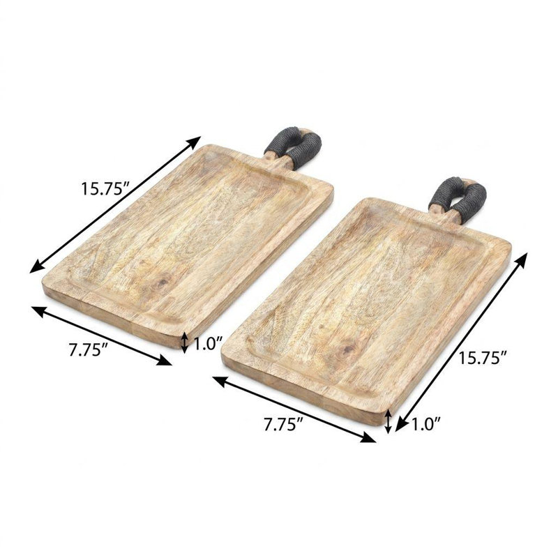 Ensemble de deux planches à fromage en bois massif brun