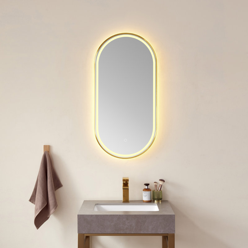 Miroir de salle de bain Orta, Or, 36 po x 18 po