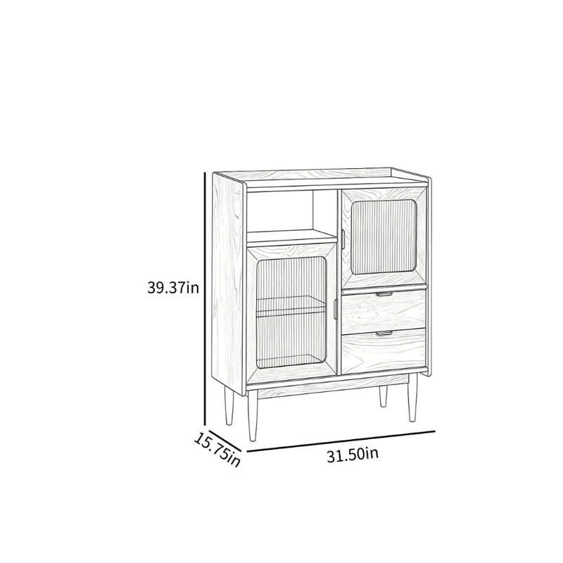 Medieval Minimalist Coffee And Tea Display Case, Walnut, 39.37" H x 31.5" W x 15.75" D