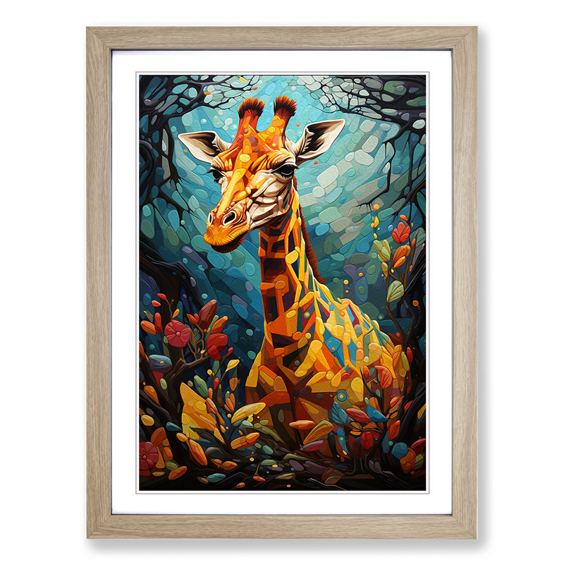 Single Picture Frame Print on Wood, Oak Framed, 34cm H x 25cm W