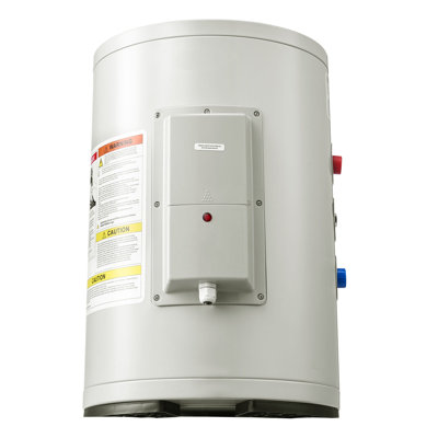 Chauffe-eau électrique à réservoir de 6 gallons, chauffe-eau au point d'utilisation de 1 600 W avec affichage à DEL, commande à bouton, prise de courant supérieure, conception de rangement 120 V avec valve T&P pour les studios, les véhicules récréatifs, gris