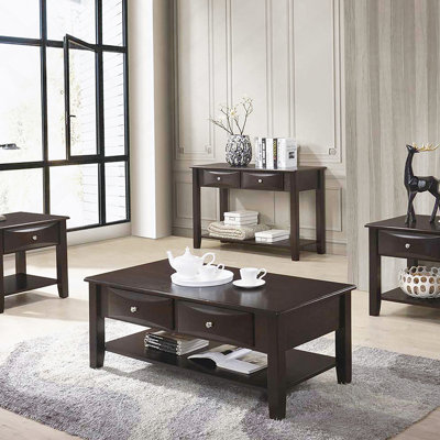 Table basse à deux tiroirs en brun