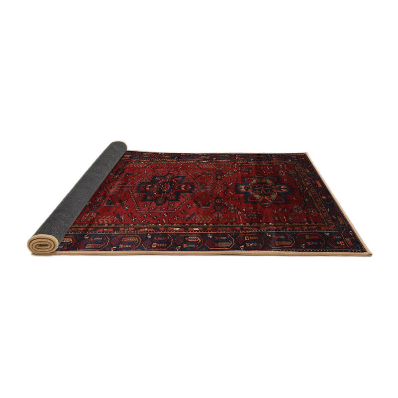 Tapis rouge / noir Southwestern, Rond 7 pi