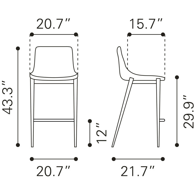 Ensemble de 2 tabourets de bar Kasib (blanc et noyer), Blanc