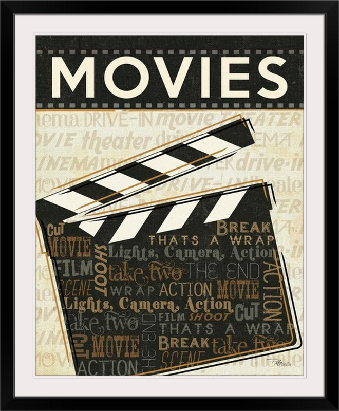 «ii rétro, annonce Cinema, H 38 po x l 32 po x P 1 po, Cadre noir