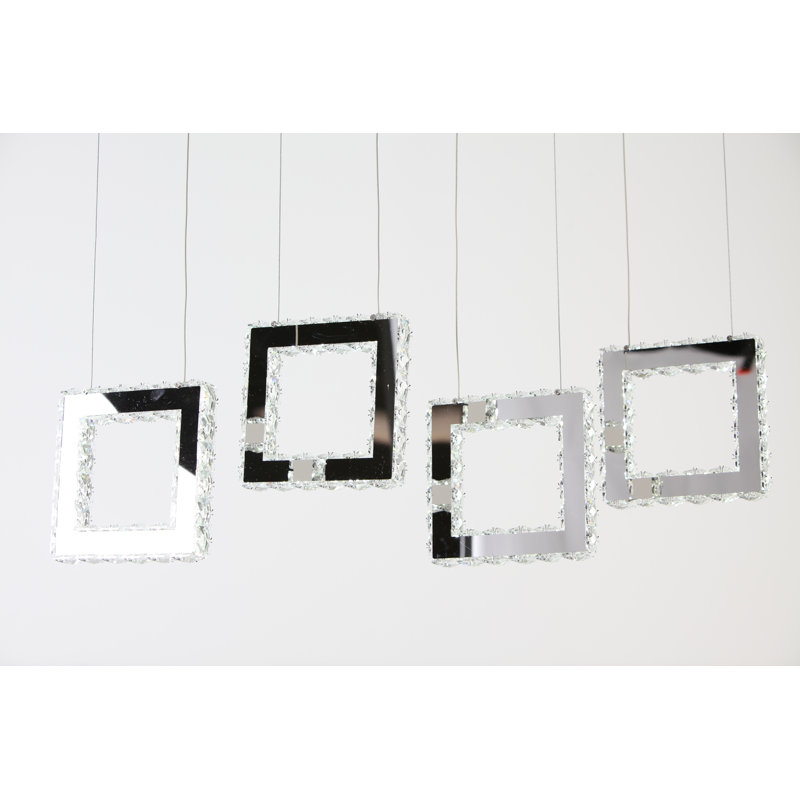 Luminaire suspendu à 4 lumières pour îlot de cuisine avec détails en cristal