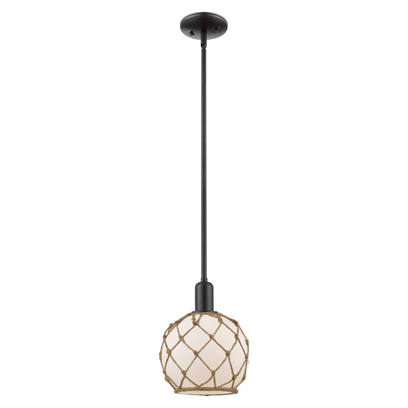 Arcadia - Mini-luminaire suspendu avec tige 10 po 1 lumière, Noir mat, H 10,63 po x l 8 po x P 8 po