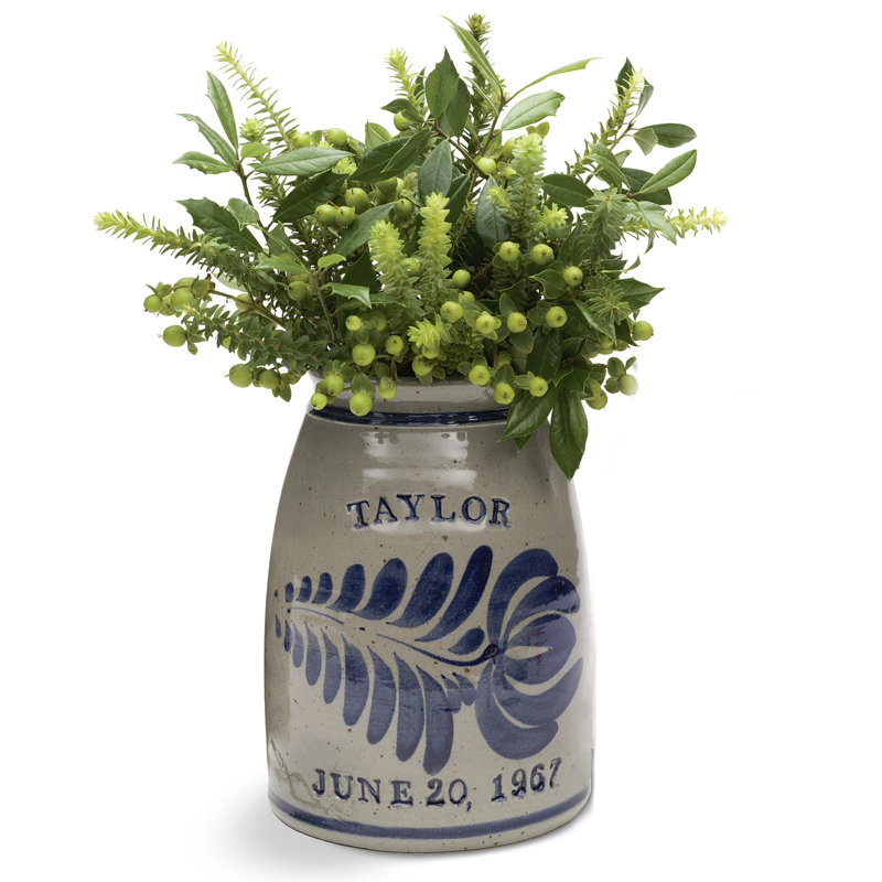 Personalized Stoneware Wedding Crock, Blue