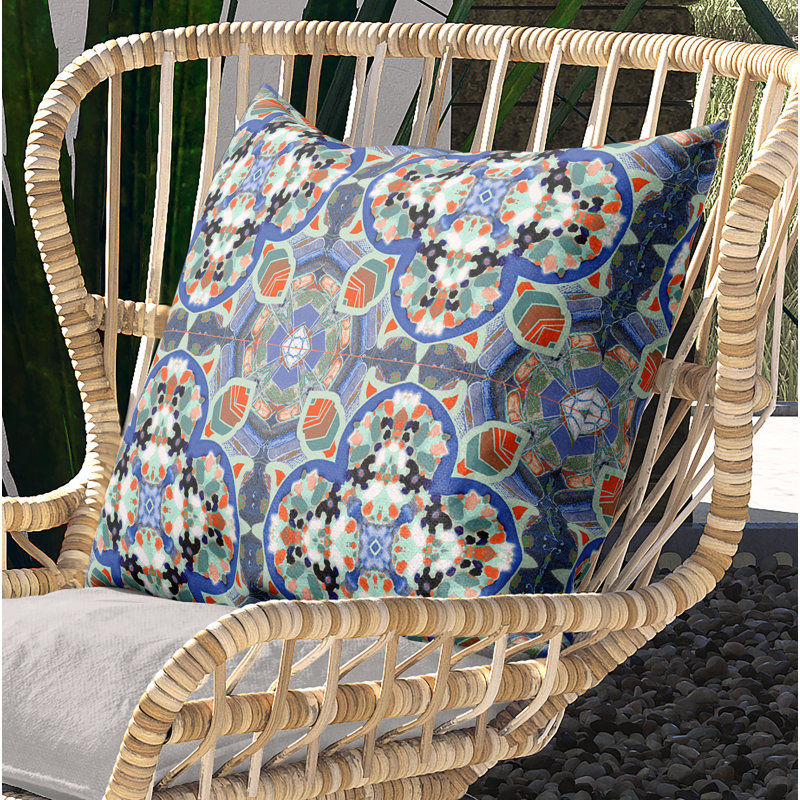 Housse de coussin carré et insert, 18" x 18", Bleu/orange