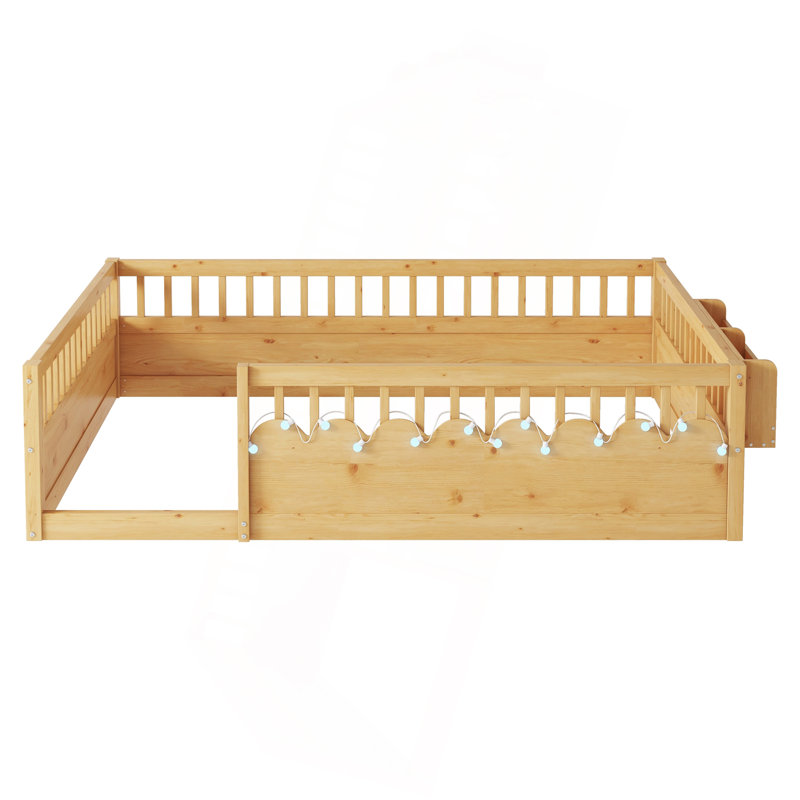 Structure de lit Montessori, Naturel, Lit double
