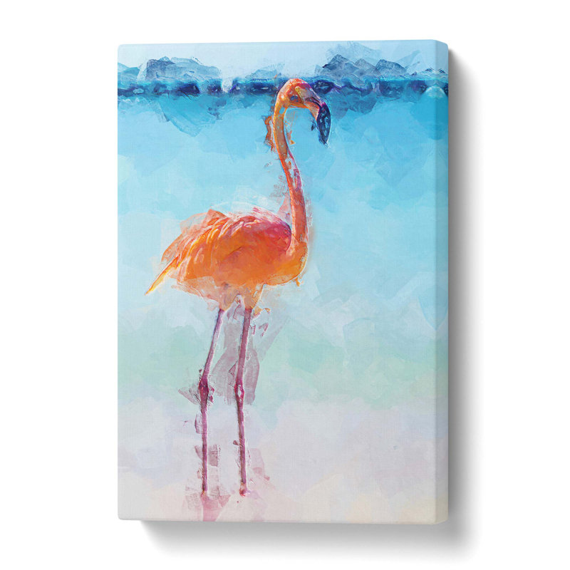 Lone Flamingo - Print, 61cm H x 40.6cm W x 3cm D, Wrapped Canvas