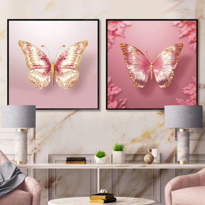 Black And Gold Diamonds Butterly - Animals Square Collage Set Of 2