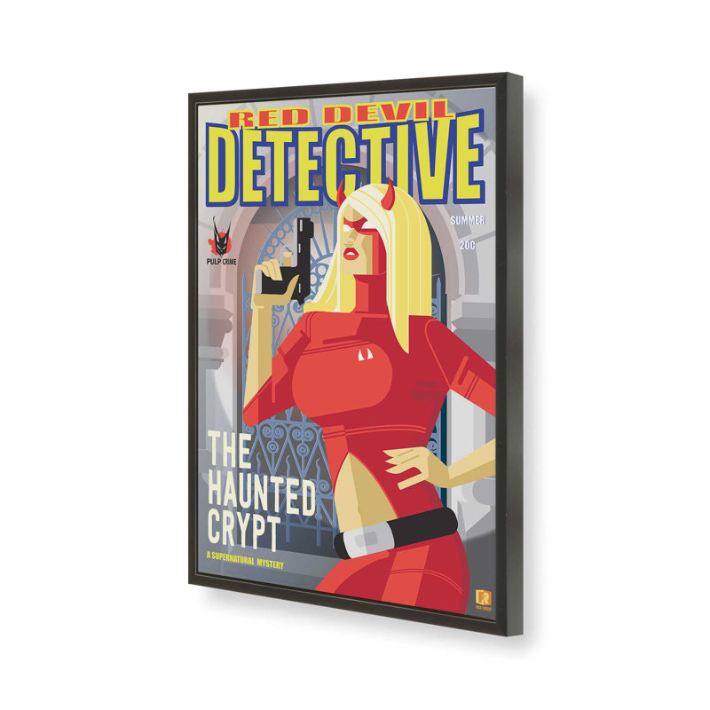 Red Devil Detective, reproduction d'art, Impression encadrée sans passe-partout, H 15 po x l 12 po, Noir satiné