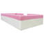 Structure de lit simple rose et blanche avec escaliers de clôture rembourrés, fabriquée en éponge PU, 10 lattes pour un confort durable, matériau de lit de jour, durabilité