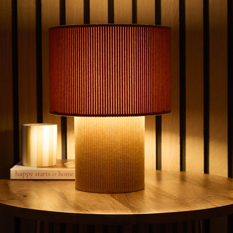 Table Lamp, Brown, Brown