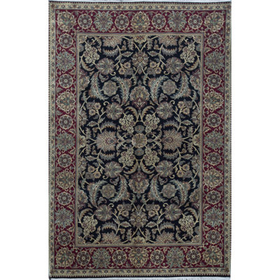 Tapis noir et rouge de haute qualité noué à la main Trinity