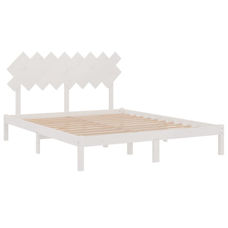 Bed Frame Solid Wood, white, Double (4'6)
